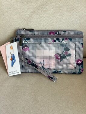NWT Lug Convertible Wristlet Pouch in Plaid Floral Pearl